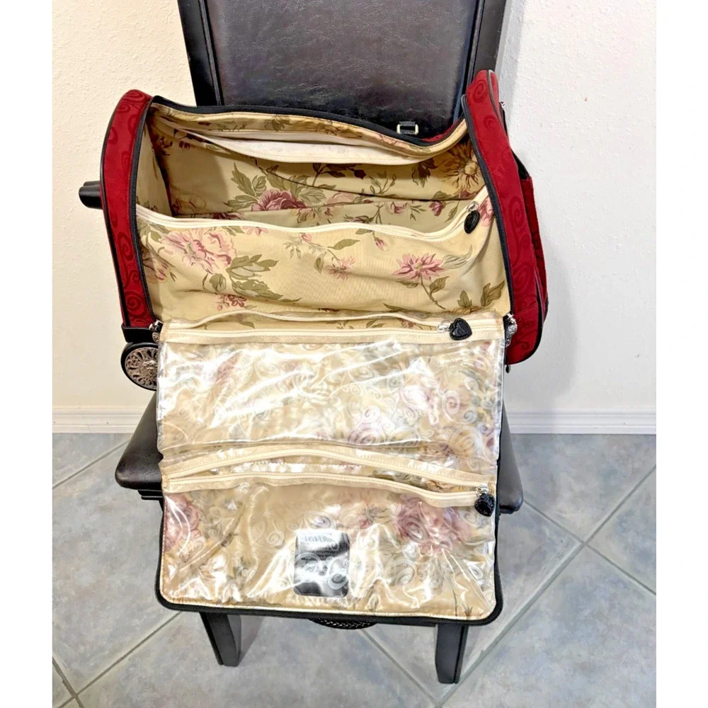 Brighton Mevelyn Red Black Large Croc Rolling Weekender Carry On Luggage U286606